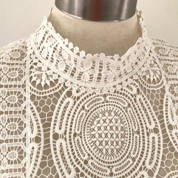 🔅host pick🔅SEED Bohemian Rhapsody lace top with high neckline Size 14 - Picture 2 of 9